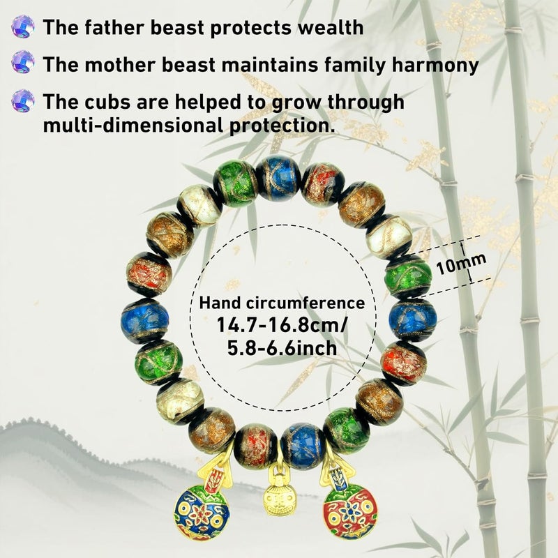 CNYTPE Colorful Gray Glaze Bracelet for Men and Women – Imperial Palace-Style Gold-Swallowing Beast Family Guardian Jewelry, Ancient Oriental Glazed Beads for Good Luck & Abundance Flow, Energy-Balancing Harmony Bracelet - Image 2